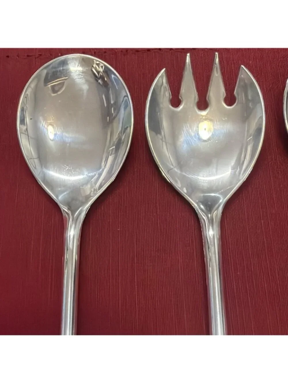 Vintage Italian Silverplate Salad Servers 2 Spoon Fork Sets 4 Pieces 9